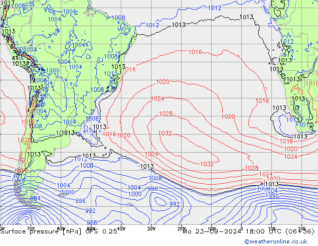 GFS 0.25: Po 23.09.2024 18 UTC