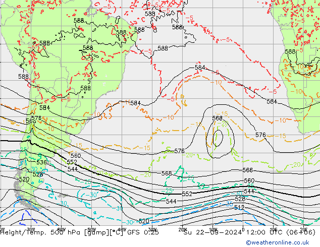 Z500/Rain (+SLP)/Z850 GFS 0.25 Su 22.09.2024 12 UTC