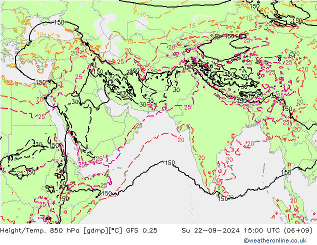 Z500/Regen(+SLP)/Z850 GFS 0.25 zo 22.09.2024 15 UTC