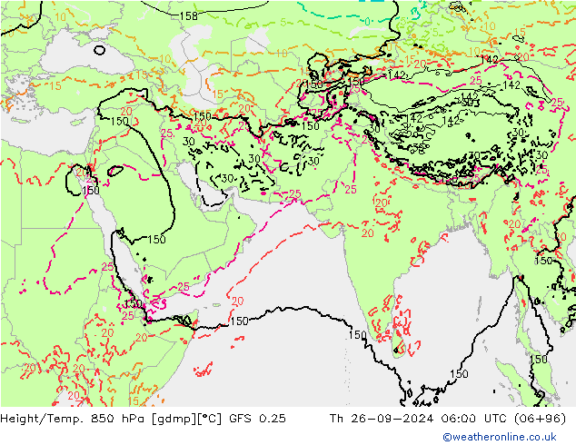 Z500/Rain (+SLP)/Z850 GFS 0.25 Th 26.09.2024 06 UTC