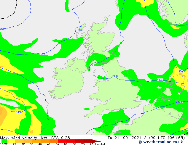 Max. wind velocity GFS 0.25 Ter 24.09.2024 21 UTC