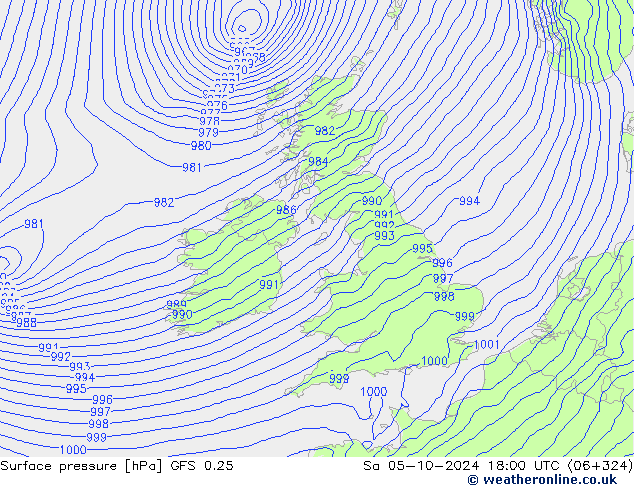 GFS 0.25: Sáb 05.10.2024 18 UTC