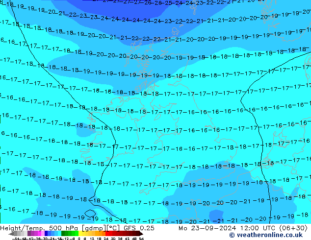 Z500/Rain (+SLP)/Z850 GFS 0.25 lun 23.09.2024 12 UTC