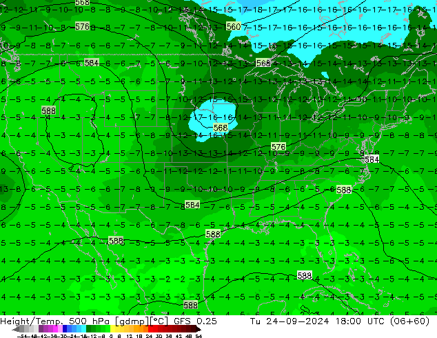 Z500/Rain (+SLP)/Z850 GFS 0.25 Tu 24.09.2024 18 UTC