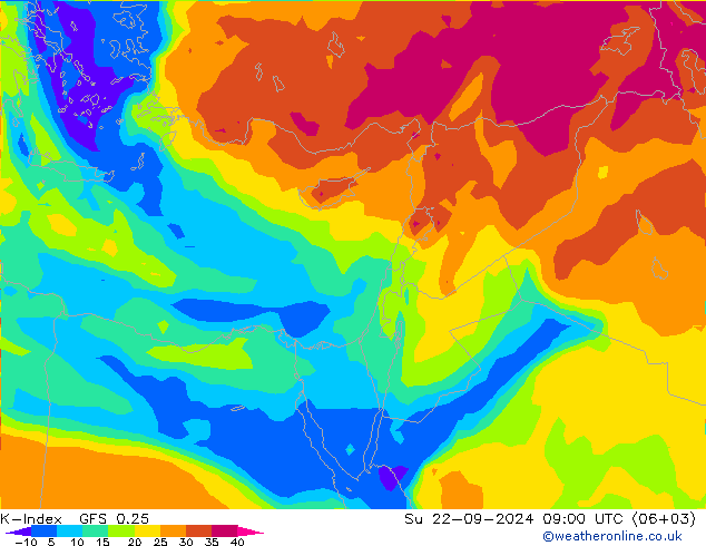 K-Index GFS 0.25 Su 22.09.2024 09 UTC