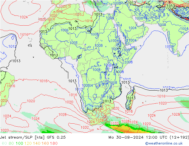 Polarjet/Bodendruck GFS 0.25 Mo 30.09.2024 12 UTC