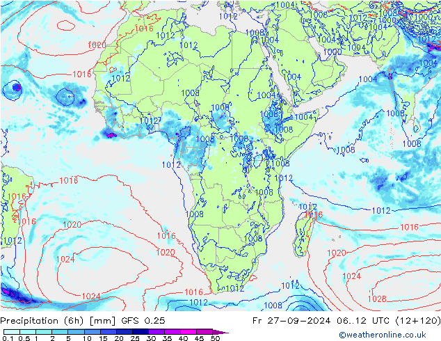 Z500/Regen(+SLP)/Z850 GFS 0.25 vr 27.09.2024 12 UTC