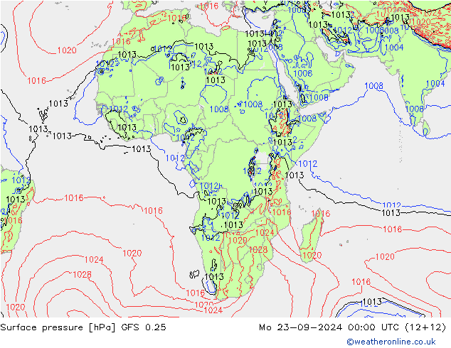 GFS 0.25: Pzt 23.09.2024 00 UTC