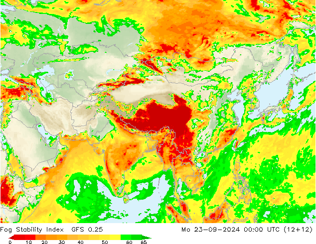 Fog Stability Index GFS 0.25  23.09.2024 00 UTC