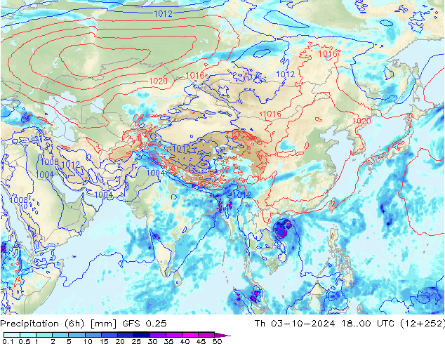 Z500/Yağmur (+YB)/Z850 GFS 0.25 Per 03.10.2024 00 UTC