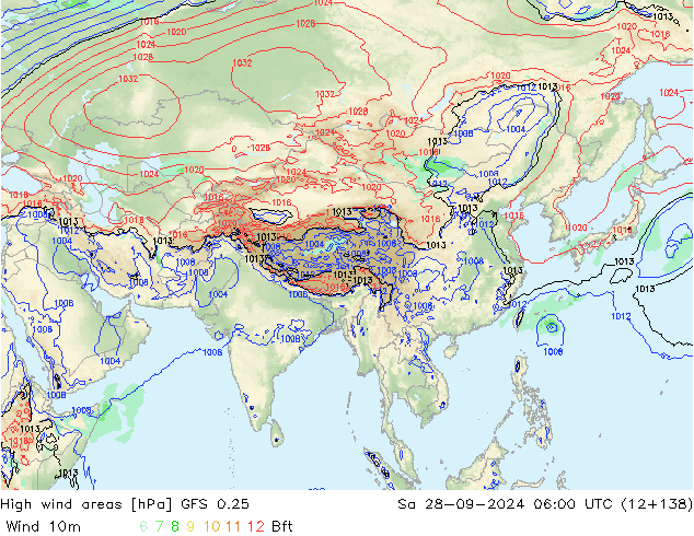 High wind areas GFS 0.25 Sa 28.09.2024 06 UTC