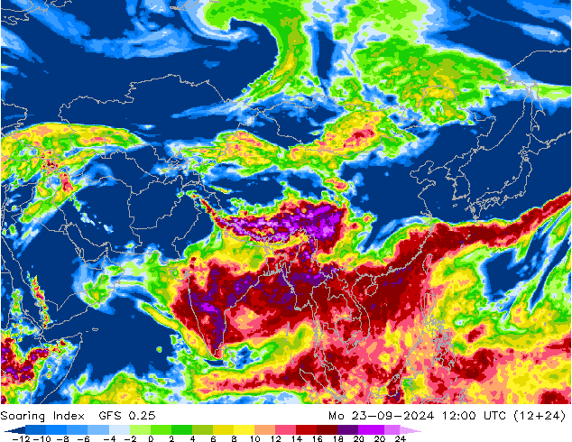 Yükselme İndeksi GFS 0.25 Pzt 23.09.2024 12 UTC