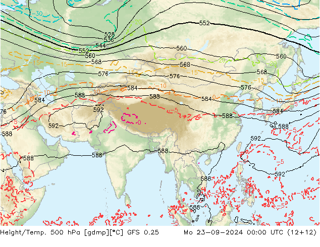 Z500/Rain (+SLP)/Z850 GFS 0.25 lun 23.09.2024 00 UTC