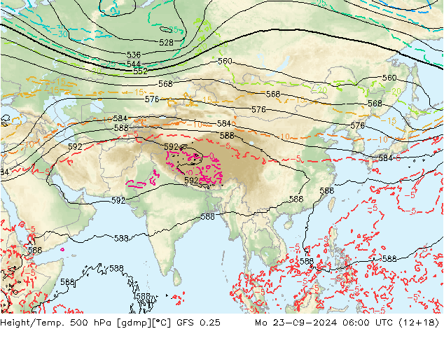 Z500/Yağmur (+YB)/Z850 GFS 0.25 Pzt 23.09.2024 06 UTC