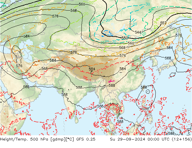 Z500/Rain (+SLP)/Z850 GFS 0.25 Ne 29.09.2024 00 UTC