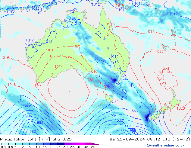 Z500/Rain (+SLP)/Z850 GFS 0.25 mer 25.09.2024 12 UTC