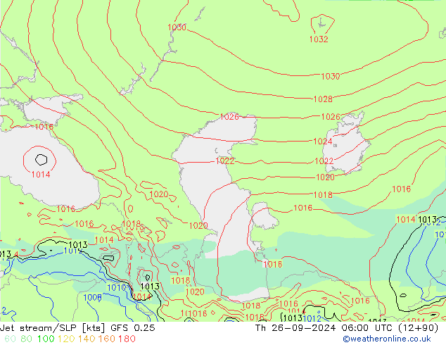 Straalstroom/SLP GFS 0.25 do 26.09.2024 06 UTC