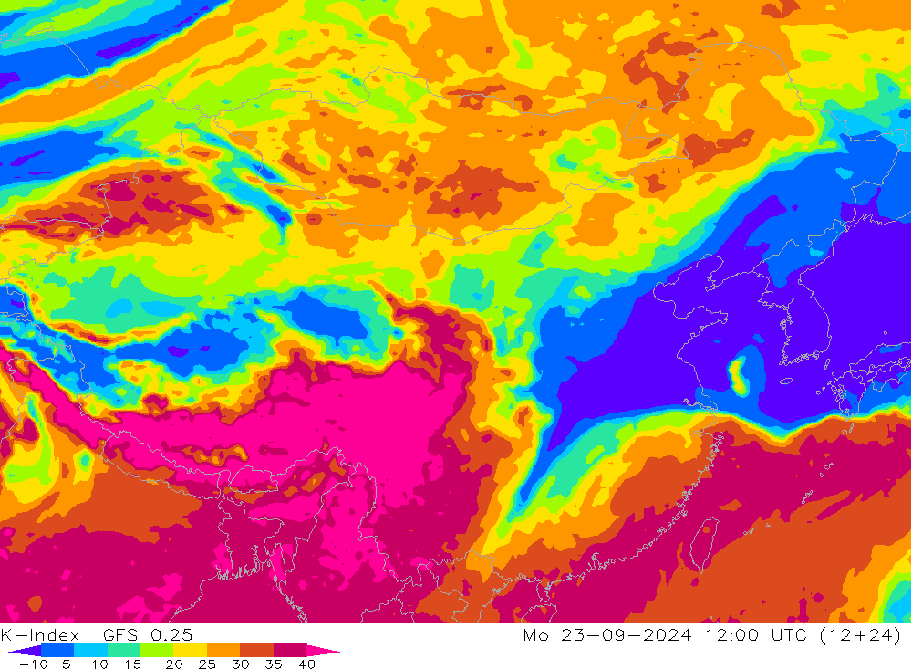 K-Index GFS 0.25 Mo 23.09.2024 12 UTC