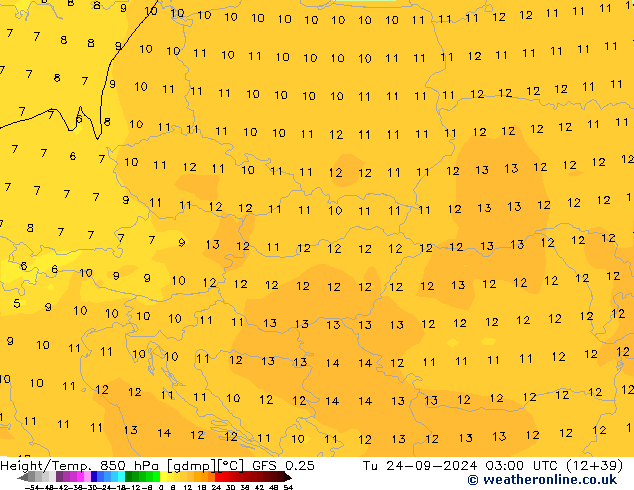 Z500/Rain (+SLP)/Z850 GFS 0.25 вт 24.09.2024 03 UTC