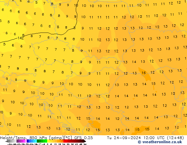 Z500/Rain (+SLP)/Z850 GFS 0.25 вт 24.09.2024 12 UTC