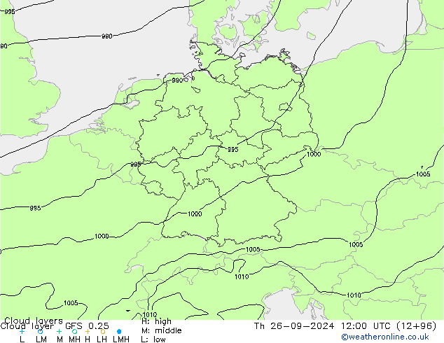 Cloud layer GFS 0.25 Čt 26.09.2024 12 UTC