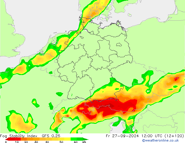 Fog Stability Index GFS 0.25 Fr 27.09.2024 12 UTC