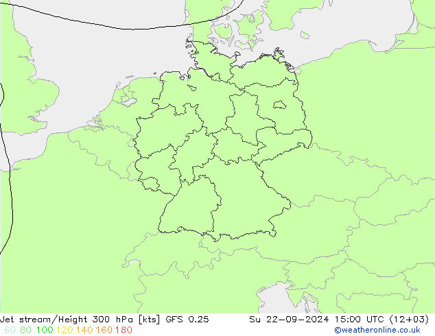 Jet stream/Height 300 hPa GFS 0.25 Su 22.09.2024 15 UTC