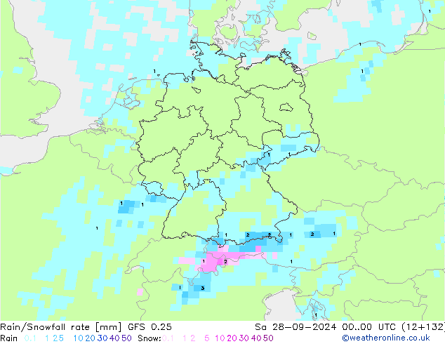 Kar/Yağmur Oranı GFS 0.25 Cts 28.09.2024 00 UTC