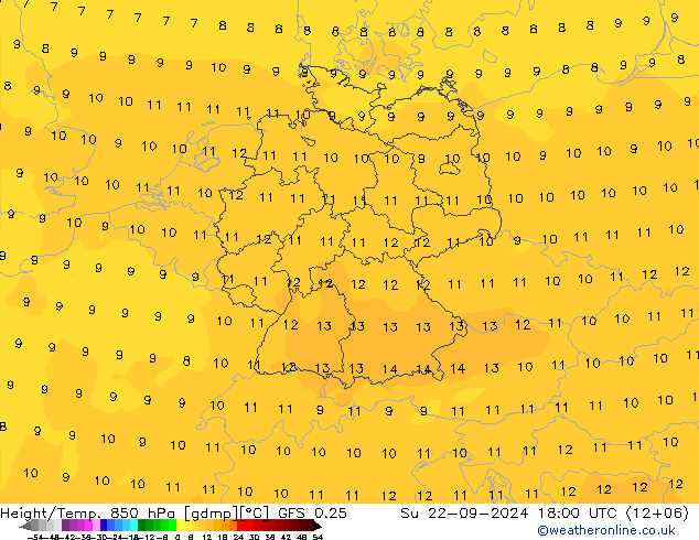 Z500/Yağmur (+YB)/Z850 GFS 0.25 Paz 22.09.2024 18 UTC