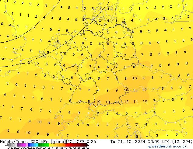 Z500/Regen(+SLP)/Z850 GFS 0.25 di 01.10.2024 00 UTC