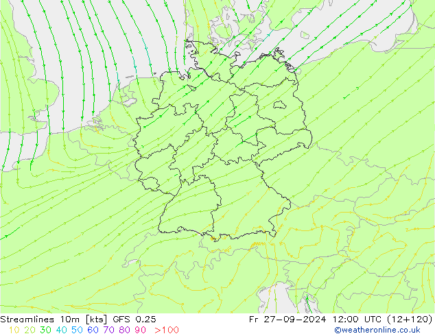 Rüzgar 10m GFS 0.25 Cu 27.09.2024 12 UTC