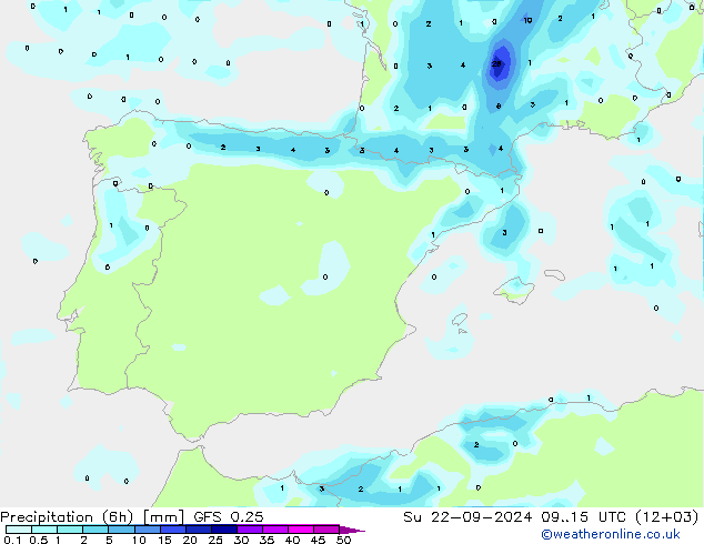 Z500/Regen(+SLP)/Z850 GFS 0.25 zo 22.09.2024 15 UTC