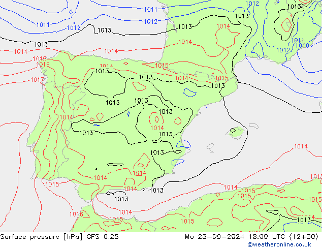 GFS 0.25: Po 23.09.2024 18 UTC