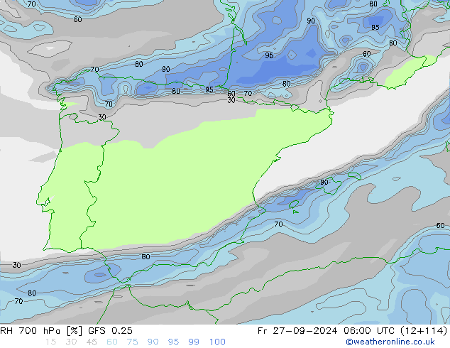 700 hPa Nispi Nem GFS 0.25 Cu 27.09.2024 06 UTC