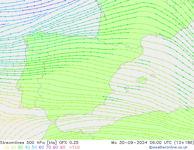  500 hPa GFS 0.25  30.09.2024 06 UTC