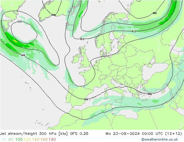 Jet Akımları GFS 0.25 Pzt 23.09.2024 00 UTC