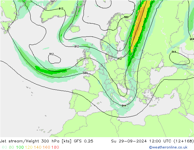 Straalstroom GFS 0.25 zo 29.09.2024 12 UTC