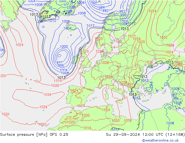 GFS 0.25: Paz 29.09.2024 12 UTC