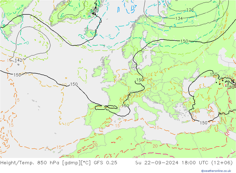 Z500/Rain (+SLP)/Z850 GFS 0.25 dom 22.09.2024 18 UTC