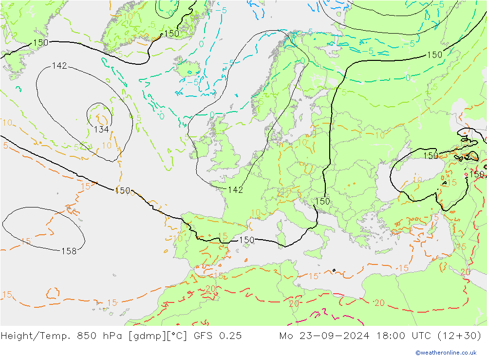 Z500/Rain (+SLP)/Z850 GFS 0.25 Mo 23.09.2024 18 UTC