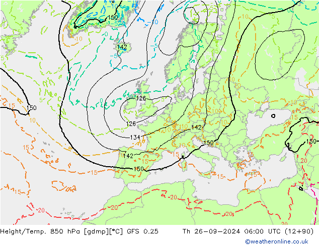 Z500/Rain (+SLP)/Z850 GFS 0.25 Do 26.09.2024 06 UTC