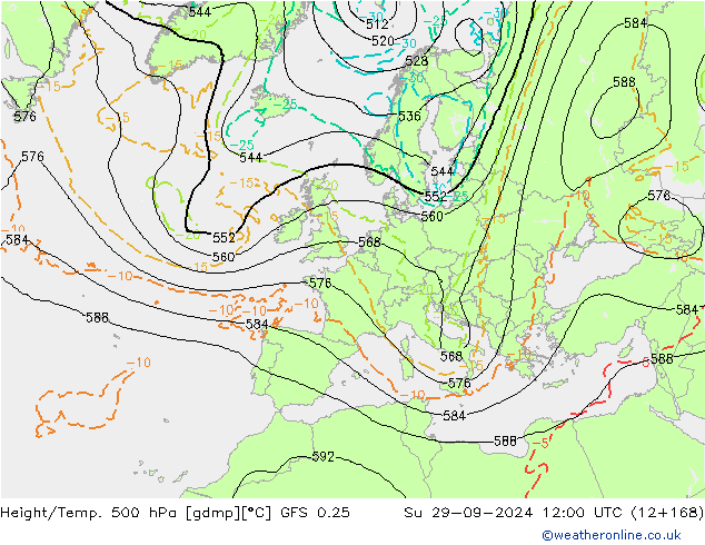 Z500/Rain (+SLP)/Z850 GFS 0.25 Вс 29.09.2024 12 UTC