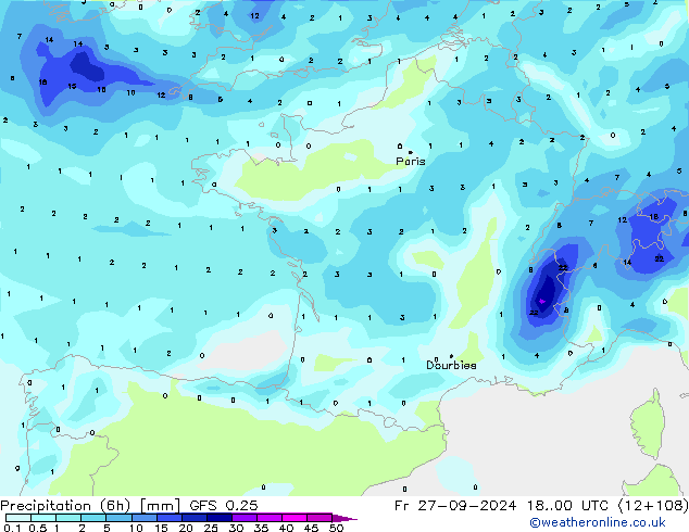 Z500/Rain (+SLP)/Z850 GFS 0.25 Fr 27.09.2024 00 UTC