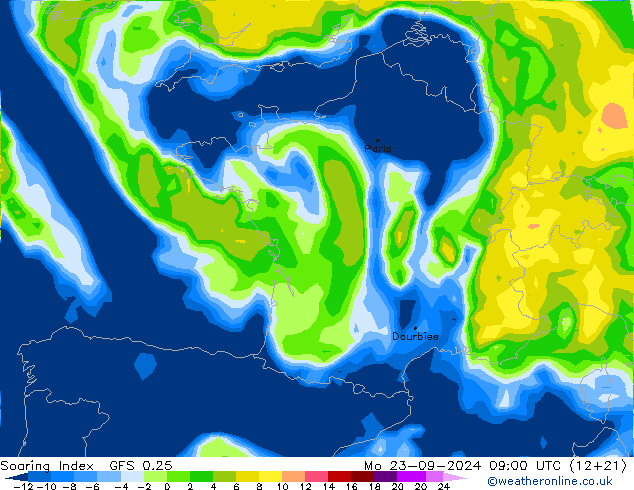 Soaring Index GFS 0.25 lun 23.09.2024 09 UTC