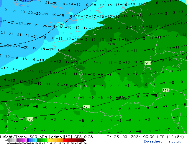 Z500/Rain (+SLP)/Z850 GFS 0.25 Th 26.09.2024 00 UTC