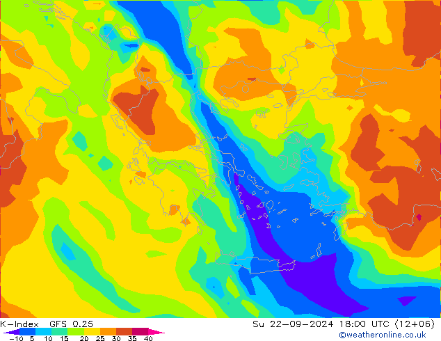 K-Index GFS 0.25 Su 22.09.2024 18 UTC