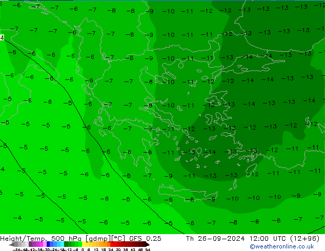 Z500/Rain (+SLP)/Z850 GFS 0.25 Th 26.09.2024 12 UTC