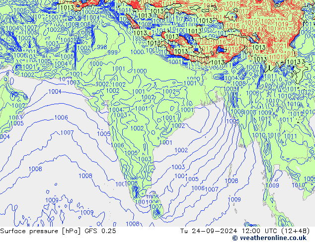 GFS 0.25: Út 24.09.2024 12 UTC