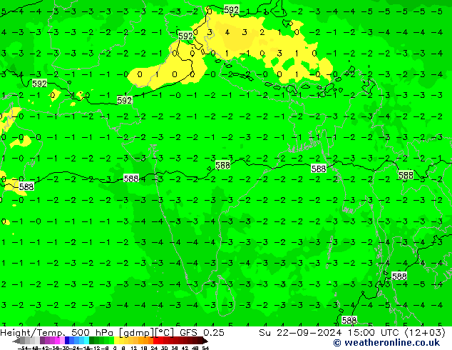 Z500/Rain (+SLP)/Z850 GFS 0.25 dom 22.09.2024 15 UTC