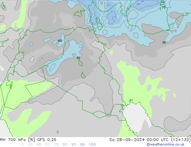 RH 700 hPa GFS 0.25 Sa 28.09.2024 00 UTC